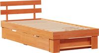 vidaXL Bedframe met lade wasbruin 100 x 200 cm massief grenenhout