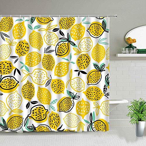 Guugoo Badkuip Home Gordijn, Fruit Exotische Gele Citroen Bloem Groen