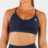 ZEUZ Dames Sport BH – Ruched Design – Fitness & Yoga - Marineblauw - L