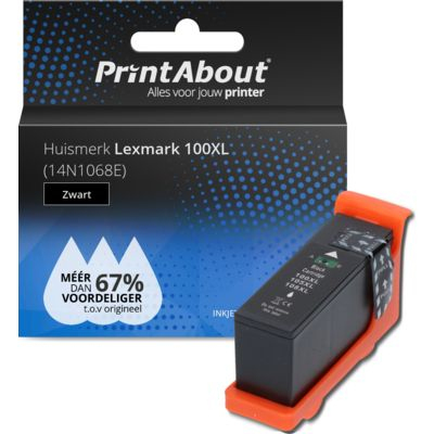 PrintAbout   Huismerk Lexmark 100XL (14N1068E) Inktcartridge Zwart Hoge capaciteit