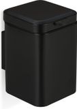 Relaxdays badkamer prullenbak hangend - 6 liter - zwart - metaal - softclose