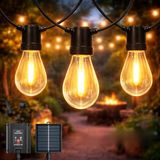 M mimotec Led-lichtsnoer op zonne-energie voor buiten, 6,5 m, warm licht, 2700 K, 10 gloeilampen, IP54, waterdicht, decoratie voor tuin, binnenplaats, gevel, terras