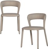 WOOOD Noble Eetkamerstoelen - Leerlook - Beige - Set van 2