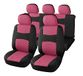 Auto Lupex Auto Accessori A20 Universele autostoelhoes, roze, zwart, stof, doorgestikt, polyester stof, set beschermhoes voor en achter met ritssluiting