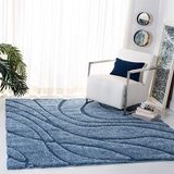 SAFAVIEH Florida Shag Collection, hoogpolig, blauw, 122 x 122 cm