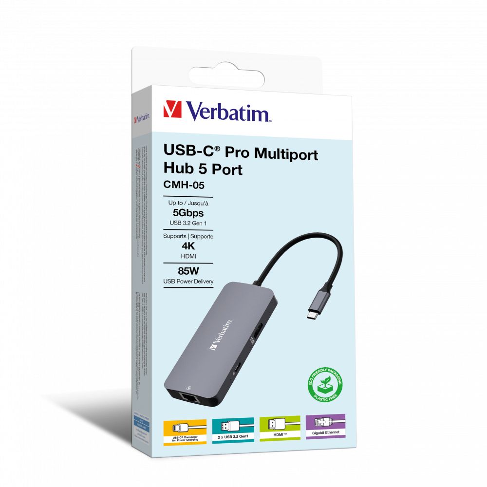 Verbatim CMH-05 USB-C Multiport Hub - 5-poorts - Zilver