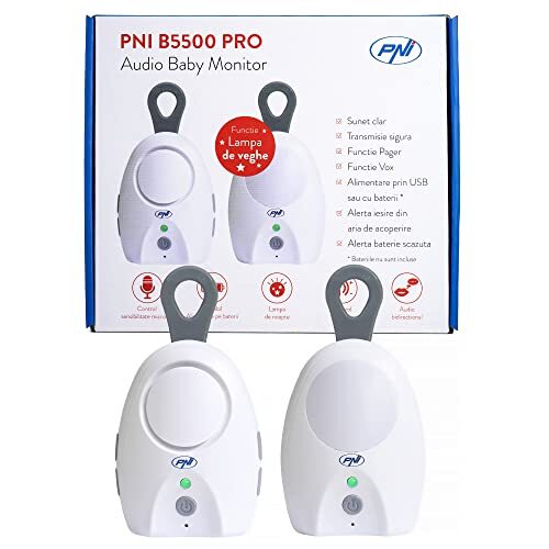 PNI Audio Babyfoon B5500 PRO draadloos, intercom, met nachtlampje, Vox- en Pager-functie, instelbare microfoongevoeligheid