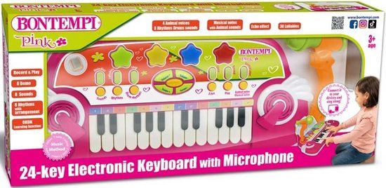 Bontempi Spa Bontempi keyboard speelgoed 24 toetsen met microfoon muziekplezier.