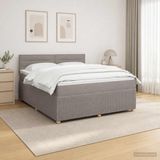 vidaXL Boxspringbed met matras, taupekleurig, 140 x 190 cm, met stoffen bekleding