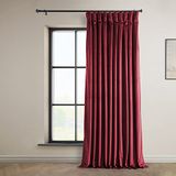HPD Half Price Drapes Heritage pluche fluwelen gordijnen 120 inch lange kamer verduisterende gordijnen voor slaapkamer en woonkamer 100 W x 120 l, (1 paneel), bioscooprood