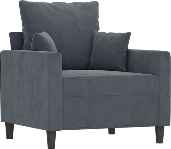 vidaXL Fauteuil met voetenbank 60 cm fluweel donkergrijs