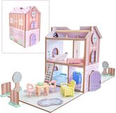 KidKraft Play and Store Poppenhuis inklapbaar en houten met 36 accessoires - pastel
