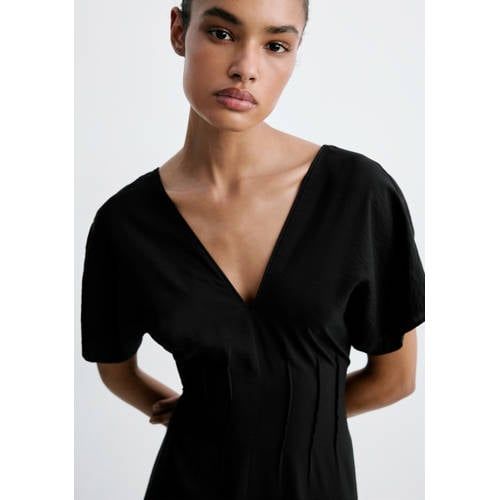 Mango Zwarte Midi Zomerjurk
