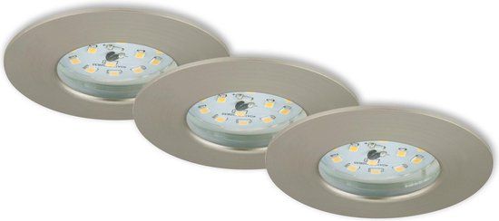 Briloner Leuchten ATTACH ONE Inbouwspots - 3 stuks - Ø75mm - Mat nikkel - IP44 - 5W - LED