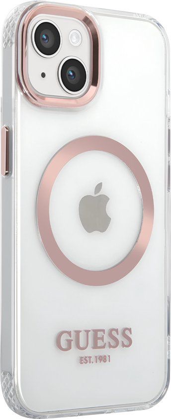 Guess Transparante TPU Back Cover Magsafe Telefoonhoesje voor Apple iPhone 14 Plus – Roze