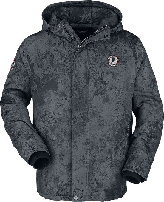 Rock Rebel by EMP Zwarte winterjas met prints en patch - Heren - M
