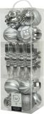 Decoris Kerstboomversiering set - 30 stuks - Zilver - Kunststof