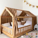 LILIMAUS Lit cabane baldaquin - baldaquin pour lit cabane - 67,5 x 270 cm - mousseline Coton - marron