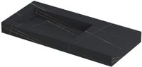 Wastafel INK Pitch Wastafel Keramische Slab Links met Drain en Front en Side Skirts Zonder Kraangat - 1000x450x90 mm - Lauren Black Mat