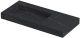 Wastafel INK Pitch Wastafel Keramische Slab Links met Drain en Front en Side Skirts Zonder Kraangat - 1000x450x90 mm - Lauren Black Mat