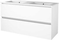 Basic Line Ice-Line Basic-Line Start 46 Badkamermeubelset - 120 x 46 cm - Greeploos - 2 Lades - Keramische Wastafel - 2 Kraangaten - Ice White