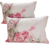 PETTI Artigiani Italiani - Kussenslopen voor bed, 1 paar kussenslopen 50 x 80 cm, kussensloop van hypoallergene microvezel, gemaakt in Italië, roze vlinder
