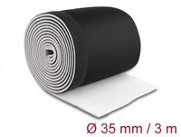 Manchon de câble Delock en néoprène flexible avec fermeture auto-agrippante 3 m x 135 mm noir / blanc