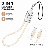 other USB-C naar USB-C 60W 2-in-1 kabel met hangriem | Pd Snelladen | 30 cm draagbare sleutelhangerkabel voor mobiele telefoon, tablet en meer