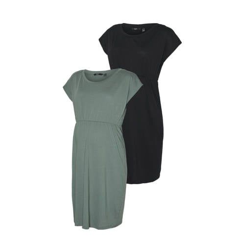 VERO MODA MATERNITY Zwangerschapsjurk - Groen/Zwart - Set van 2