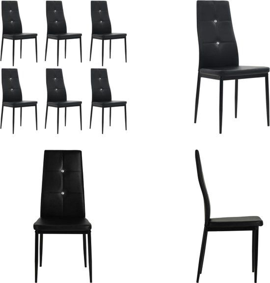 vidaXL Eetkamerstoelen 6 stuks kunstleer zwart