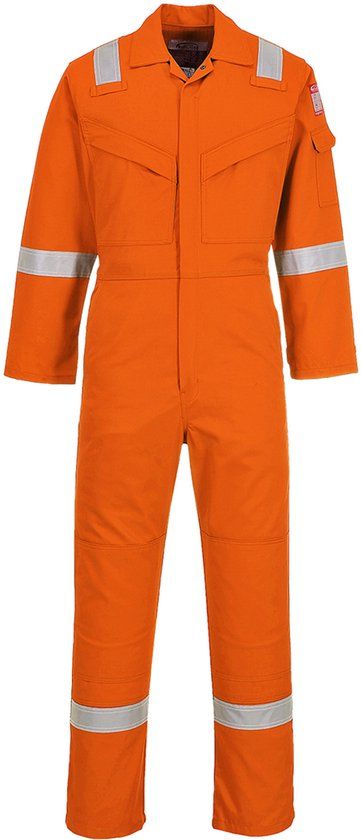 Portwest Ltd Portwest FR50 Vlamvertragend Antistatische Overall 350gr - Oranje Lang - XXL