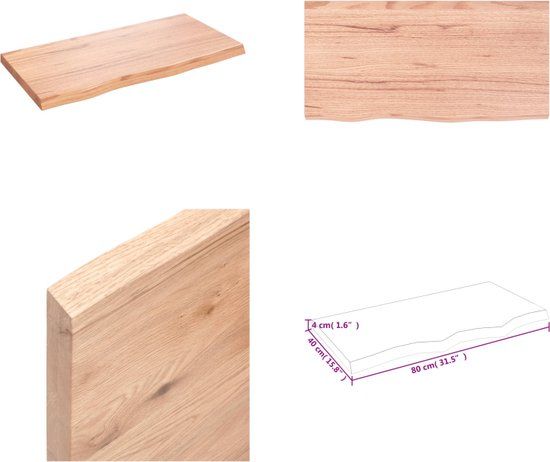 vidaXL Wandschap 80x40x4 cm massief eikenhout lichtbruin