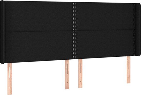 vidaXL Hoofdbord met randen 183x16x118/128 cm stof zwart