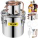 VEVOR Distillateur d'eau et de vin, Kit de brassage d'eau de 2,5 GAL, Alambic à éclats en acier inoxydable, Distillateur d'alcool à tube de cuivre, Kit d'alcools, Thermomètre intégré pour whisky, vin et brandy faits maison