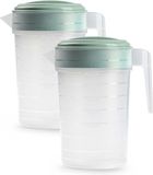 Plasticforte Carafe à eau - 3x - 2L - vert menthe/transparent - avec couvercle - plastique - carafe