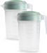Plasticforte Carafe à eau - 3x - 2L - vert menthe/transparent - avec couvercle - plastique - carafe