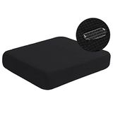 NC HOME Waterafstotende bankkussens, jacquard, hoge rekbare stof, stoelkussen, meubelbeschermer voor woonkamer, wasbare bankhoes, 1-zits (Small, zwart)