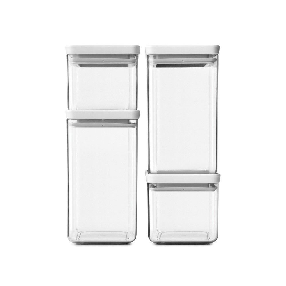 Brabantia Tasty+ Voorraadbussen - Stapelbaar - 2x 0,7 l & 2x 1,6 l - Light Grey
