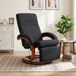 Fauteuil inclinable avec fonction relax, fauteuil TV avec dossier haut, accoudoirs ergonomiques, repose-pieds, piètement en bois, aspect lin