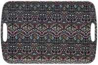 5Five Design dienblad van melamine - 47 x 30 x 2 cm - flowers print antraciet