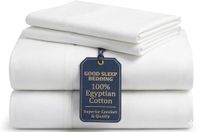 Good Sleep Bedding 100% Egyptisch katoenen queensize lakenset, 4-delig, zijdeachtige satijnweving, ultrazacht hotelcomfort, hoeslaken met 41 cm diepe hoekpunten, wit