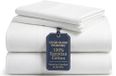 Good Sleep Bedding 100% Egyptisch katoenen queensize lakenset, 4-delig, zijdeachtige satijnweving, ultrazacht hotelcomfort, hoeslaken met 41 cm diepe hoekpunten, wit