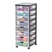 Iris Ohyama, Toren, Ladekast, Kunststof opbergorganizer met ergonomisch handvat, 7L, 8 laden, met wielen, BPA-vrij, Kantoor, Slaapkamer, Woonkamer, DDDC-380, zwart