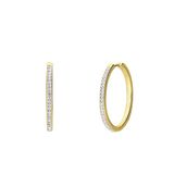 Lucardi Dames Zilveren goldplated oorringen met kristal voor dames - Oorbellen - 925 Zilver - Goudkleurig
