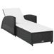 Lit de jardin avec coussin blanc crème poly rotin noir