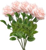 Emerald Kunstbloem roos Marleen - 5x - licht roze - 63 cm