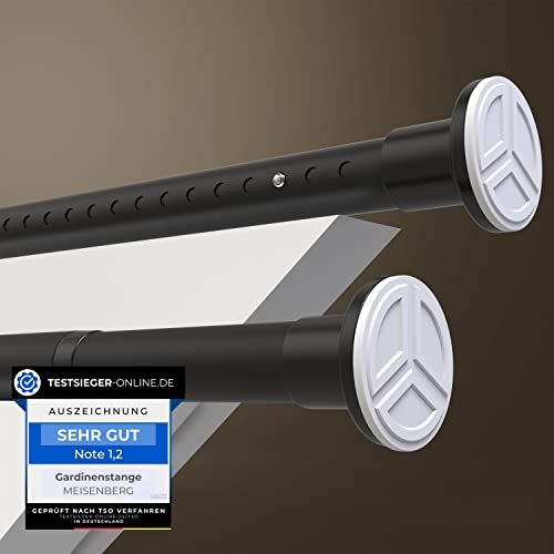 MEISENBERG Roestvrije telescoopstang zonder boren, 260-310 cm, mat zwart