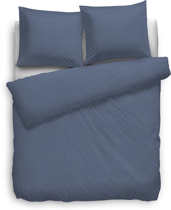 Heckett & Lane Uni Puntini Dekbedovertrek Lits-Jumeaux 240x200/220 cm - Steel Blue