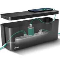 ACROPAQ Kabelbox - Large - Kabeldoos, Opbergbox stekkerdoos, Kabel organiser - Zwart - ACM003