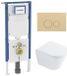 Geberit QeramiQ Dely Toiletset - 36.3x51.7cm - Diepspoel - Rimless - Inbouwreservoir - Softclose Zitting - Beige Bedieningsplaat - Glans Wit